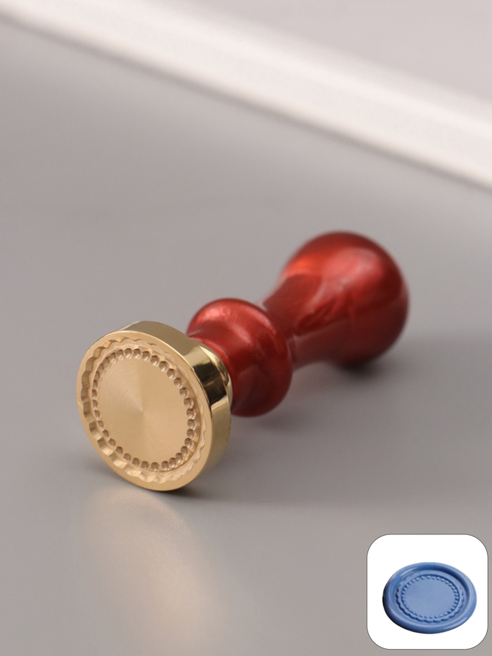 Печать для сургуча с пластиковой ручкой «Рамка круглая фигурный край», 6.3×2.5×2.5 см - Фото 1