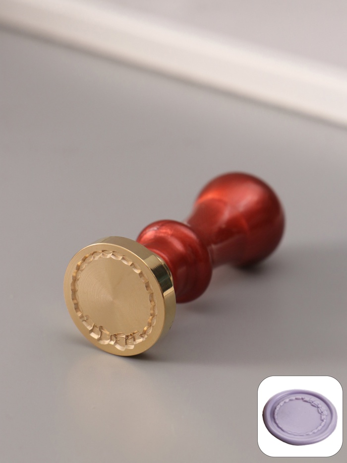 Печать для сургуча с пластиковой ручкой «Рамка круглая плетёнка с бантиком», 6.3×2.5×2.5 см - Фото 1