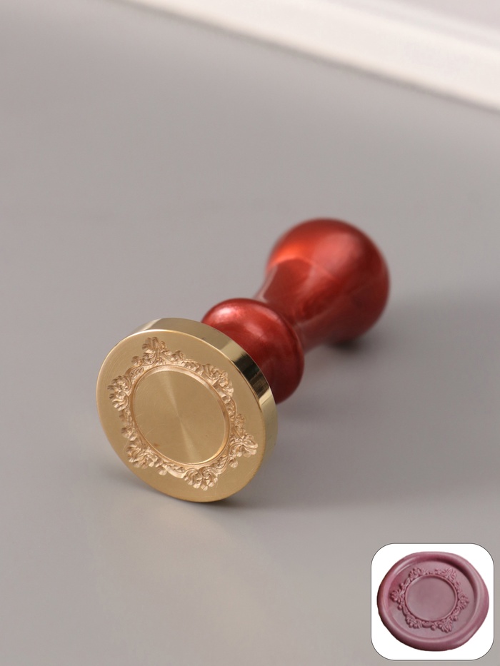 Печать для сургуча с пластиковой ручкой «Ажурная рамка. Круг», 6.3×3×3 см - Фото 1