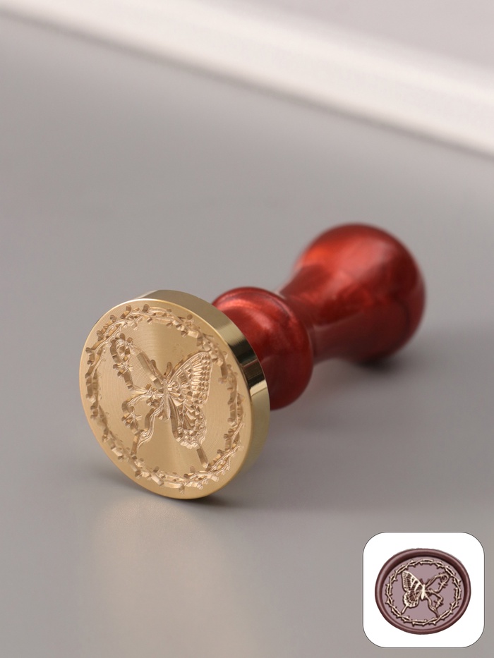 Печать для сургуча с пластиковой ручкой «Бабочка в колючей проволоке», 6.3×3×3 см - Фото 1