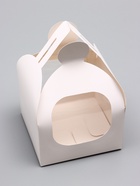 Коробка под бенто - торт с окном, белая, 14×14×12 см 10762677