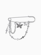 Булавка «Кресты» и бабочка, цвет серебро - Фото 1