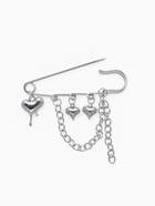 Булавка «Сердца» с цепочкой, цвет серебро 10826464