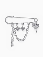 Булавка «Сердца» с цепочкой, цвет серебро 10826464