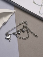 Булавка «Сердца» с цепочкой, цвет серебро 10826464