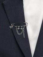 Булавка «Сердца» с цепочкой, цвет серебро 10826464