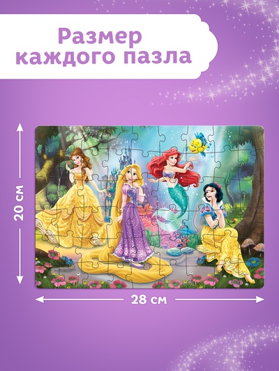 Подарочный набор 5 в 1 «Для девочек», пазлы, раскраска, наклейки, Принцессы