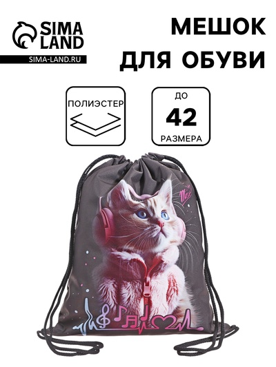 Мешок для обуви Stavia на шнурке, с принтом, размер 43×0.5×36 см, серый