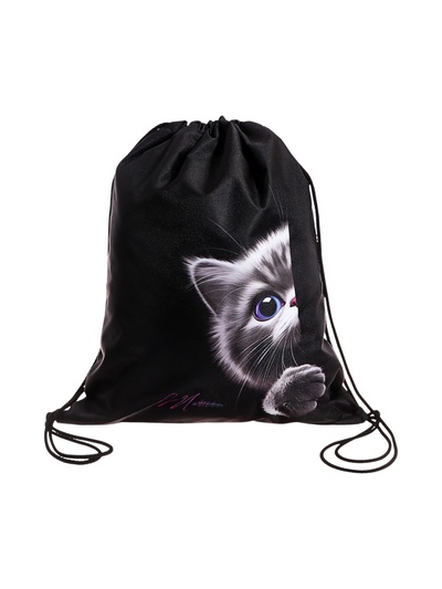 Мешок для обуви Stavia на шнурке, с принтом, размер 43×0.5×36 см, чёрный/серый