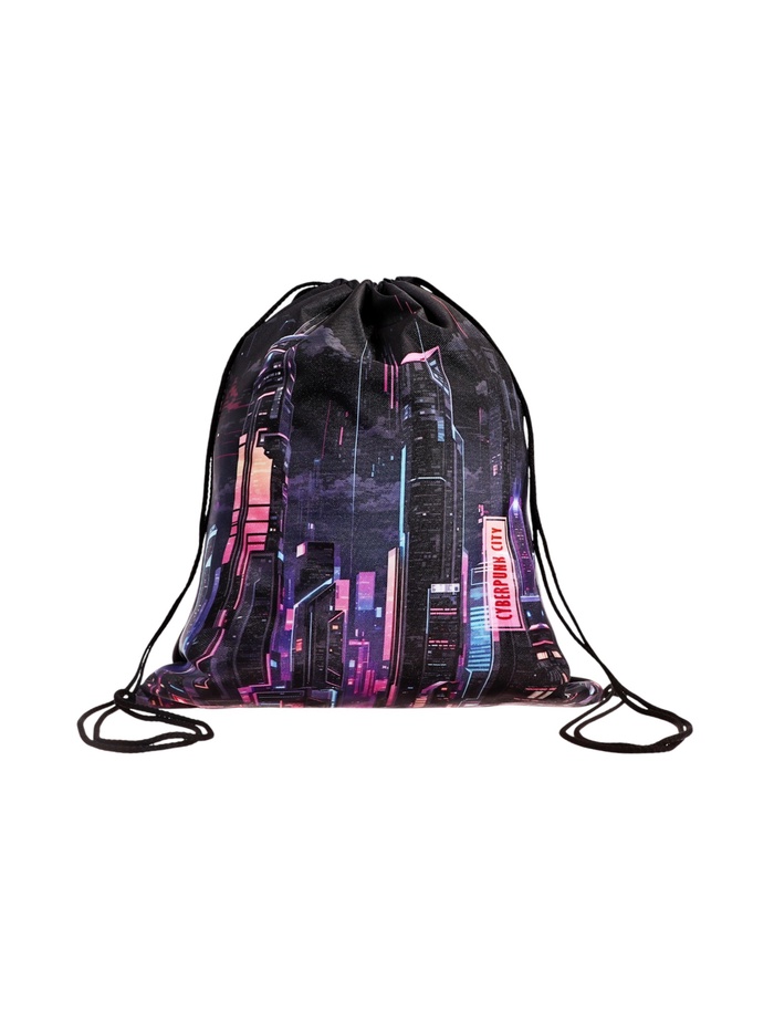 Мешок для обуви Stavia на шнурке, с принтом, размер 43×0.5×36 см, чёрный/розовый/сиреневый - Фото 1