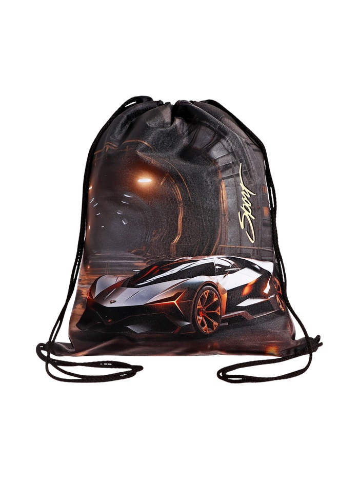 Мешок для обуви Stavia на шнурке, с принтом, размер 43×0.5×36 см, чёрный/рыжий - Фото 1