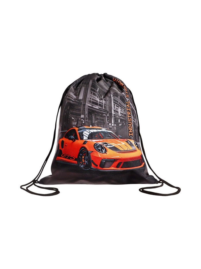 Мешок для обуви Stavia на шнурке, с надписью, принтом, размер 43×0.5×36 см, чёрный/серый/оранжевый - Фото 1