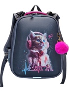 Рюкзак каркасный, школьный, 38×30×16 см, эргономичная спинка «Котик в наушниках» - Фото 2