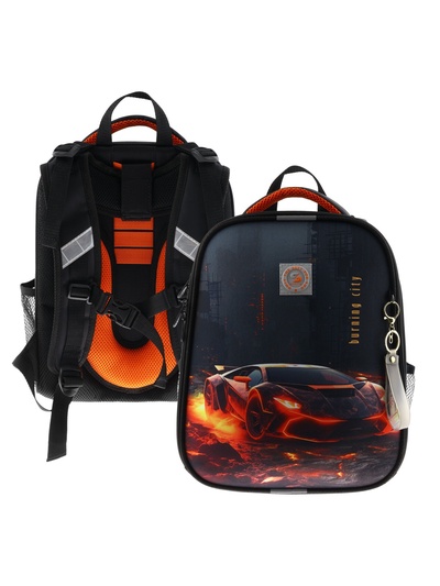 Рюкзак каркасный Stavia 38×30×16 см, «Машина лава», эргономичная спинка, для мальчика