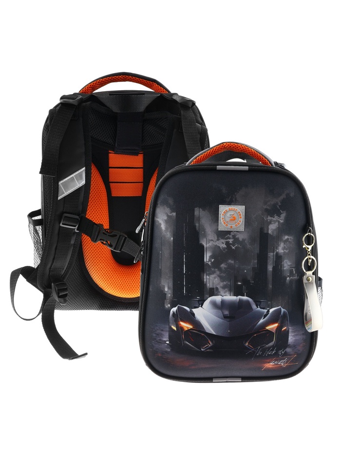 Рюкзак каркасный, школьный, 38×30×16 см, эргономичная спинка, Stavia «Машина и небоскребы» - Фото 1