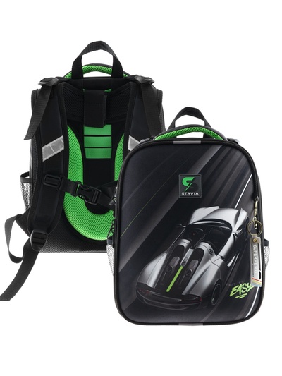 Рюкзак каркасный, школьный, 38×30×16 см, эргономичная спинка, Stavia «Гонка»