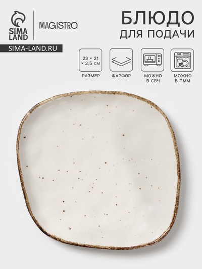 Блюдо для подачи Magistro Alpine Frost, 23×21×2.5, фарфор, белое