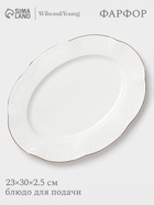 Блюдо сервировочное WY Empire, овальное, 23×30×2.5 см, фарфор, белое - Фото 1