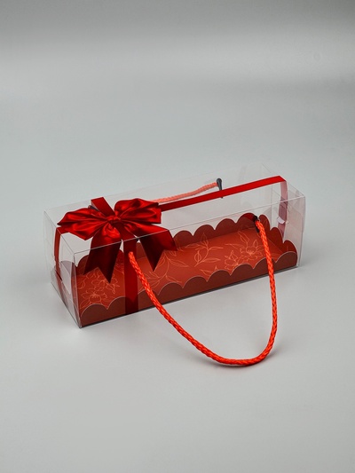 Коробка под зефир c ручками «Бант», 22.5 х 7.5 х 7.5 см, кондитерская упаковка