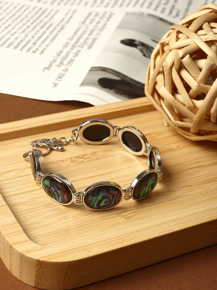 Браслет цепочка «Галиотис. Овал», белый, в серебре - Фото 1