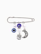 Булавка оберег «На счастье и удачу», 5 см, синяя в серебре - Фото 1