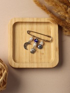 Булавка оберег «На счастье и удачу», 5 см, синяя в серебре - Фото 3