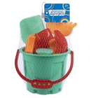 Набор игрушек для песочницы, 8 предметов: ведро 1.2 л, лопатка, грабли, 4 формочки, лейка, бирюзовый - Фото 5