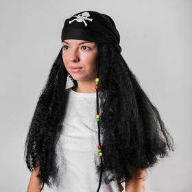 Карнавальный парик «Пират», бандана с длинными волосами, 110 г