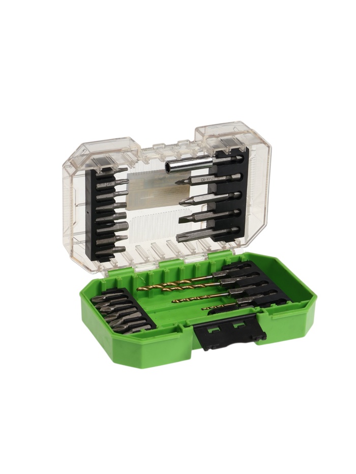 Набор сверл и бит ТУНДРА, HSS-Tin, шестигранный хвостовик, 1.5 - 4 мм, 26 предметов - Фото 1