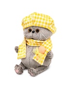 Мягкая игрушка «Кот Басик BABY в берете и шарфе в клетку», 20 см - фото 7096616