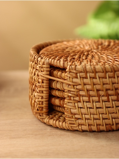 Подставка под горячее, 10 см, набор 6 шт., ротанг
