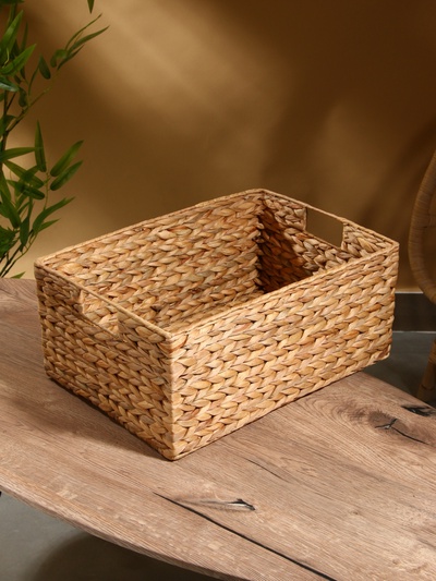 Корзинка прямоугольная, 44×30×20 см, водный гиацинт