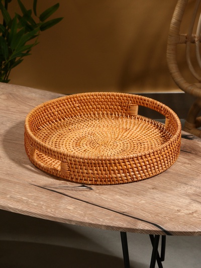 Поднос круглый, 35×6 см, ротанг