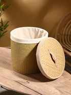 Корзина для белья с крышкой и тканевым подкладом, 30×30×30 см, ротанг - Фото 2