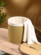 Корзина для белья с крышкой и тканевым подкладом, 30×30×30 см, ротанг - Фото 3