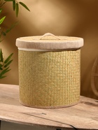 Корзина для белья с крышкой и тканевым подкладом, 30×30×30 см, ротанг - Фото 4