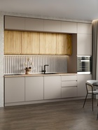 Кухонный гарнитур в потолок «Виктория», 3000 мм, кашемир/дуб крафт - Фото 1