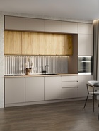 Кухонный гарнитур в потолок «Виктория», 3000 мм, кашемир/дуб крафт 10872597