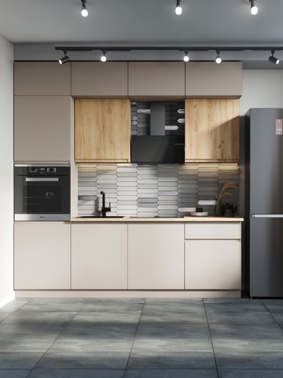 Кухонный гарнитур в потолок «Виктория», 2400 мм, цвет кашемир/дуб крафт