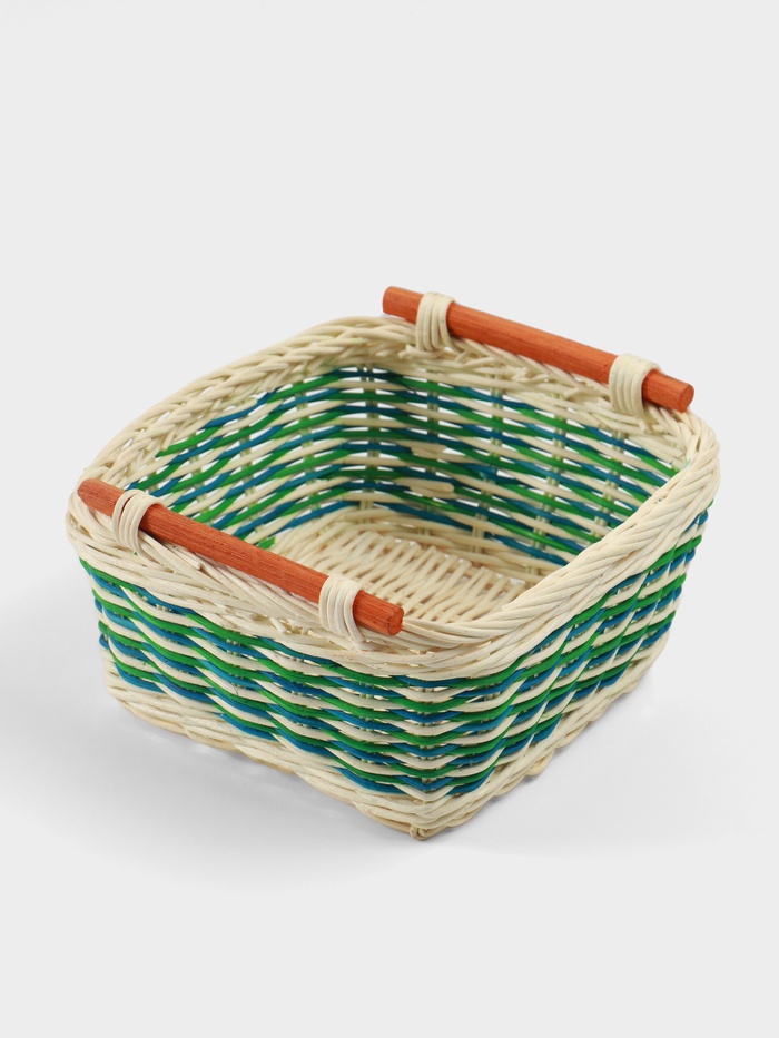 Корзина плетёная, 18.5×18.5×10 см, ротанг - Фото 1