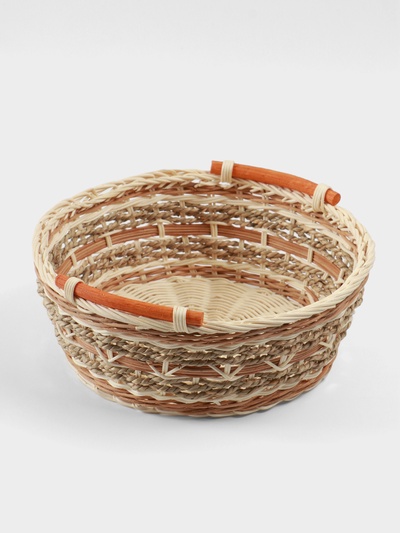 Корзина плетёная, 28×28×11 см, ротанг