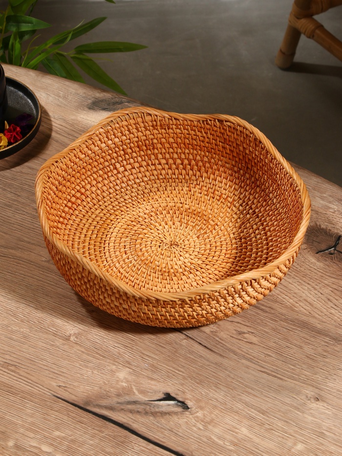 Корзина для фруктов плетёная, 28×28×9 см, ротанг - Фото 1