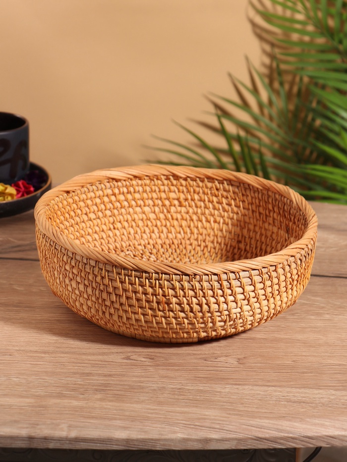 Корзина для фруктов плетёная, 23×23×9 см, ротанг - Фото 1