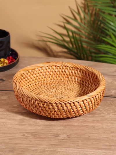 Корзина для фруктов плетёная, 20×20×6 см, ротанг