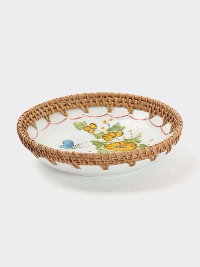 Тарелка керамическая с ротангом, 22×22×4.7 см, МИКС