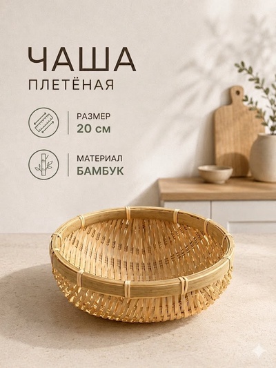 Чаша плетёная, 20 см, бамбук