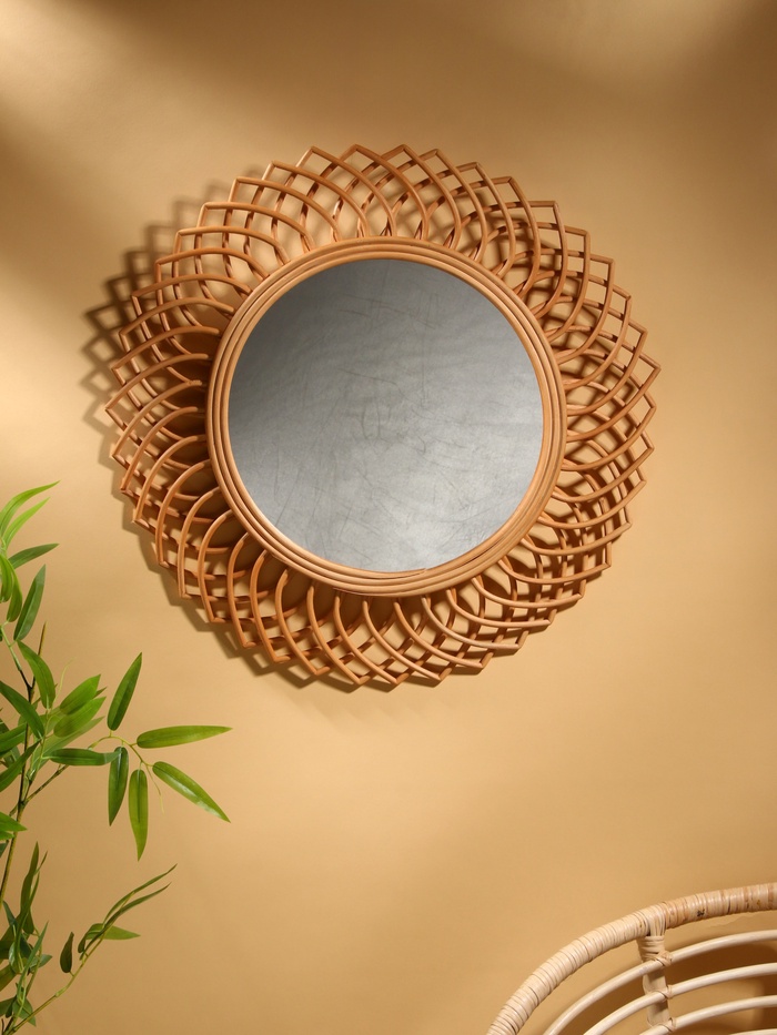 Зеркало настенное, 67×67×3 см, ротанг - Фото 1