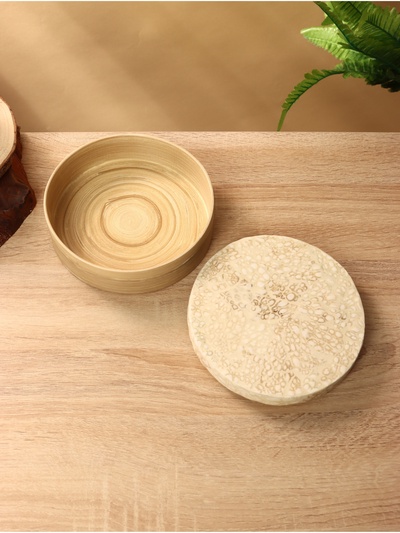 Банка для сыпучих продуктов, 16×16×7.5 см, бамбук