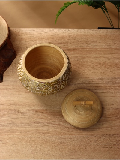 Банка для сыпучих продуктов, 13×13×12 см, бамбук