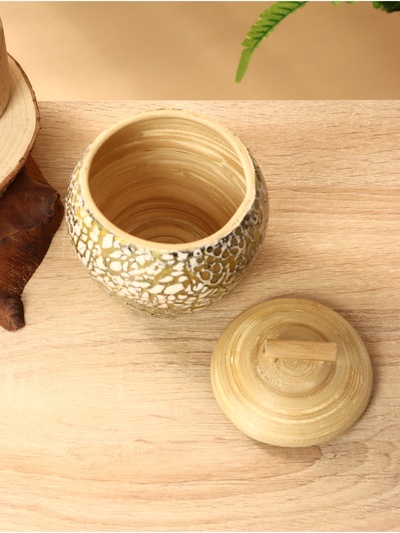 Банка для сыпучих продуктов, 12×12×12.5 см, бамбук